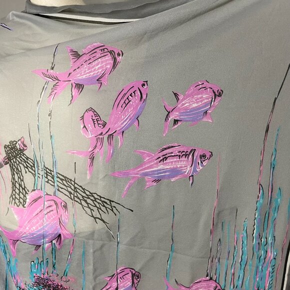 Shipwreck Scarf Lightweight Sea Ocean Underwater Scene Fish Gray‎ Pink Large - Picture 12 of 12